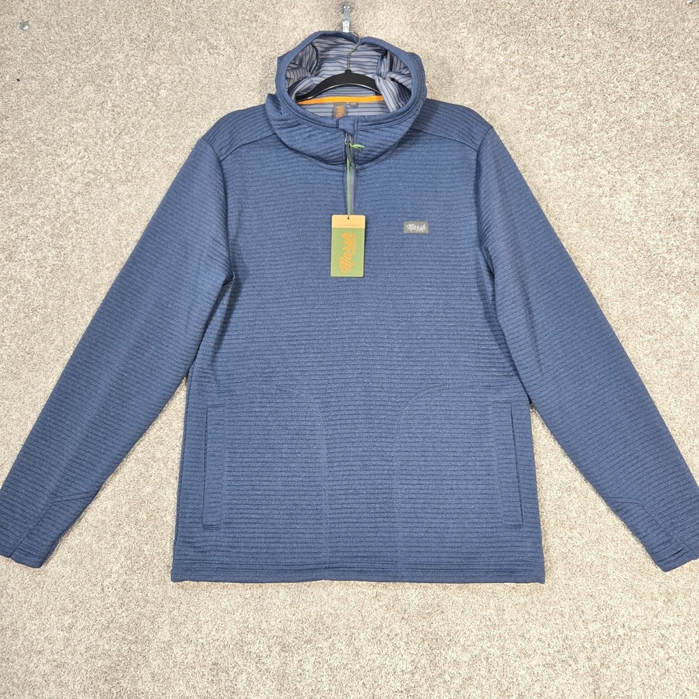 Marsh Wear Sullivan Hoodie blue Mens Medium  1/4 Zip Pullover Ribbed NEW